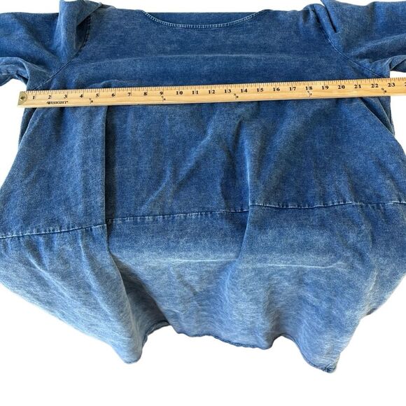 Mordenmiss Oversize Blue Denim Pockets Casual Long Sleeve Shirt Dress - Picture 6 of 9